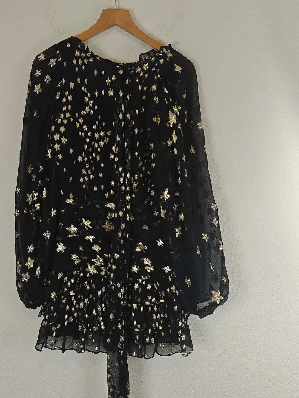 LoveShackFancy Rina Metallic Star Mini Dress Silk Blend Fairytale Party Sz 2 - Picture 10 of 16